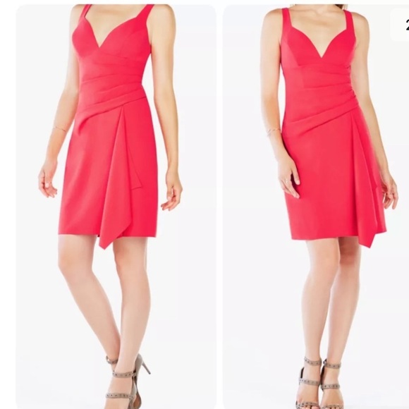 BCBGMaxazria Yazmin Crepe Midi Cocktail Dress - Picture 2 of 14